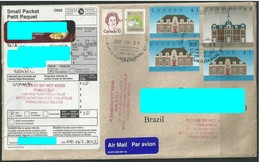 CANADA To Brazil Circulated Cover In 2013 With 6 Stamps - Customers Ticket - Architecture - Covers & Documents