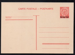 LUXEMBOURG / 1940 ENTIER POSTAL D'OCCUPATION SURCHARGE 15 PF/1F. (ref LE3523) - 1940-1944 Duitse Bezetting