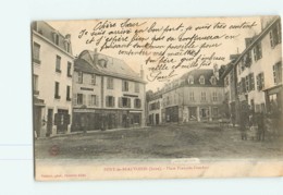 PONT De BEAUVOISIN - Place François Flandrin - Boulangerie Bourcieux - Animée - Dos Simple - 2 Scans - Sonstige & Ohne Zuordnung