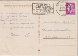 Oblitération Poste Aux Armées 1969 Sur CPM Berlin - Military Postmarks From 1900 (out Of Wars Periods)