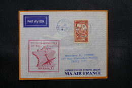 FRANCE - Enveloppe 1 Er Vol De Nuit Paris / Marseille En 1939 , Oblitération En Bleu - L 32573 - 1960-.... Covers & Documents