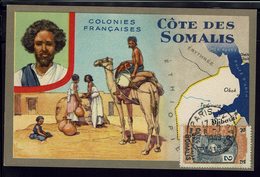 Cote Des Somalis - Colonies Françaises - Carte Edition Spéciale "Produit Du Lion Noir" Timbre 84, Cachet Paris 6-7-1949. - Cartas & Documentos