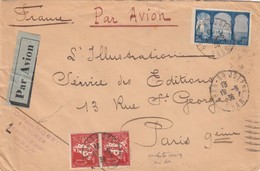 ALGERIE  - LETTRE PAR AVION ORAN 19.5.1936 POUR PARIS - CAPITAINE MOREL TRESORIER 2e REGIMENT DE ZOUAVE ORAN   /1 - Covers & Documents