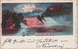 Litho AK Rheinfall Schloß Laufen Rheinbrücke Eisenbahn Brücke A Neuhausen Dachsen Rheinau Schaffhausen SH Schweiz Suisse - Neuhausen Am Rheinfall