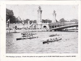 Fête Nautique De Paris - Finale Des Yoles De Mer Gagnée Par Le CLUB NAUTIQUE Devant La HAUTE SEINE - 19 X 14 Cm - Remo