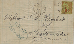 1883 - Lettre De Basse-Terre  Affr. N°52 SEUL ( Tarif Local )  Pour Pointe à Pitre - Briefe U. Dokumente