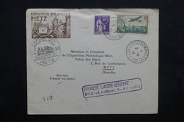 FRANCE - Enveloppe (de L 'Exposition Philatélique ) Du1er Vol Metz / Dax  En 1938 , Vignettes Au Verso - L 32833 - 1960-.... Covers & Documents