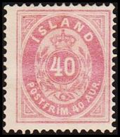 1882. Aur-Issue. 40 Aur Light Lilac. Perf. 14x13½.  2nd Print 1886. Facit 17b (Michel 15A) - JF192422 - Unused Stamps