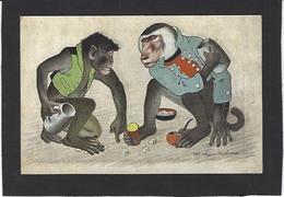 CPA Singe Monkey Position Humaine Humanisé Non Circulé Jeu De Dés - Monkeys