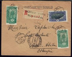 Côte Des Somalis - 1930 - Enveloppe De Djibouti Par Avion, Pour Addis-Abéba - Cachets 1er Et 2ème Service Avion - TB - - Covers & Documents