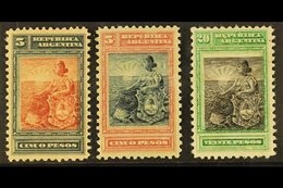 1899 COLOUR TRIAL PROOFS.  5p Red & Blue, 5p Blue & Rose (crease) & 20p Black & Green Liberty Seated (Scott 140 & 142) C - Other & Unclassified