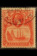 1924-33  1½d Rose-red TORN FLAG Variety, SG 12b, Superb Used With Fully Dated Oval "Registered / Ascension" Postmark, Ve - Ascensión