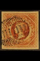 NEW SOUTH WALES  1854-59 1s Brownish Red, SG 101, Very Fine Used With Neat Barred Cancel, Four Large Margins, Tiny Sciss - Sonstige & Ohne Zuordnung