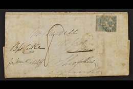 VICTORIA  1852 (April) Entire Letter From Melbourne To Shropshire, Bearing S Fair 3d Blue Half Length Tied By Barred Ova - Otros & Sin Clasificación