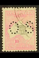 1915-28  10s Grey And Pink Kangaroo, OS Perfin, SG O51, Fine C.t.o. For More Images, Please Visit Http://www.sandafayre. - Otros & Sin Clasificación