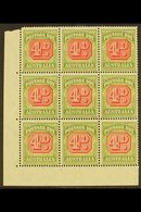 POSTAGE DUE  1946-57 4d Carmine & Green, SG D123, Never Hinged Mint Corner Block Of 9, Lovely Display Item (9 Stamps) Fo - Otros & Sin Clasificación