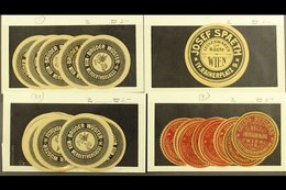 LETTER SEAL LABELS  Early 20th Century Accumulation Of Unused Wien (Vienna) Private Company Circular Letter Seals In Dea - Altri & Non Classificati