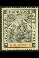 1897  2s6d Blue Black & Orange On White Paper, SG 124, Fine Mint For More Images, Please Visit Http://www.sandafayre.com - Barbados (...-1966)