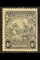 1938  4d Black Badge Of The Colony, Curved Line At Top Right, SG 253b, Fine Mint. For More Images, Please Visit Http://w - Barbados (...-1966)