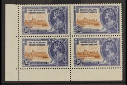 1935 SILVER JUBILEE VARIETY  3d Brown & Deep Blue Corner BLOCK OF 4 Bearing "EXTRA FLAGSTAFF" Variety, SG 113/113a, Fine - Autres & Non Classés