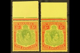 1950  5s Perf. 13, The Two Shades, SG 118f/g, Never Hinged Mint Upper Marginal Examples. (2) For More Images, Please Vis - Bermudas