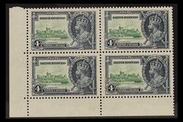 1935 SILVER JUBILEE VARIETY  4d Green & Indigo Lower Left Corner Block Of 4 Bearing The "EXTRA FLAGSTAFF" Variety, SG 14 - Britisch-Honduras (...-1970)