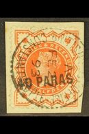 1893  40pa On ½d Vermilion, SG 7, Very Fine Used On Piece With "broken S", Showing Almost Complete Constantinople Fe 27  - Levante Británica