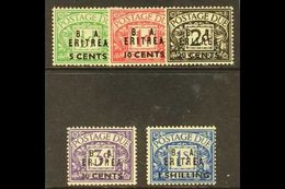 ERITREA  POSTAGE DUES 1950 B.A. Surch Set, SG ED 6/10, Very Fine Never Hinged Mint. (5 Stamps) For More Images, Please V - Africa Oriental Italiana