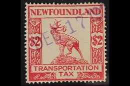 REVENUE - TRANSPORTATION TAX  1927 $2 Red Transportation Tax "Caribou" Revenue, No Wmk, Perf 14 X 14, Barefoot 2, (Van D - Sonstige & Ohne Zuordnung