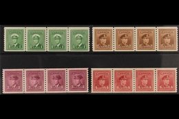 1948 NHM COIL STRIP SET  1c Green, 2c Brown, 3c Purple & 4c Carmine-lake War Effort Coil Strips Of 4, Imperf X Perf 9½,  - Autres & Non Classés