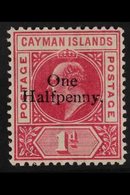 1907 VARIETY.  One Halfpenny On 1d Carmine Surcharge With SLOTTED FRAME Variety (position L 1/4), SG 17var, Very Fine Mi - Kaimaninseln