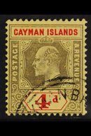 1907-09  4d Black And Red On Yellow, SG 29, Very Fine Used. For More Images, Please Visit Http://www.sandafayre.com/item - Caimán (Islas)