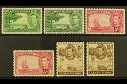 1938-48  Both 2s And 5s Shades, Both 10s Perfs, SG 124/126a, Fine Mint. (6) For More Images, Please Visit Http://www.san - Caimán (Islas)