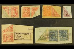 1899-1921 BISECTS.  An Interesting Group Of All Different Diagonally BISECTED Stamps With Values To 10p, Used On Pieces  - Colombia