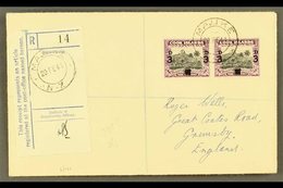 1940  3d On 1½d Black And Purple, SG 130, Horizontal Pair On Neat 1941 "Wells" Envelope Registered MAUKE To England. For - Cook Islands