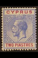 1912-15  2pi Blue And Purple Wmk Mult Crown CA, With BROKEN BOTTOM LEFT TRIANGLE Variety, SG 78a, Mint Lightly Hinged Wi - Andere & Zonder Classificatie