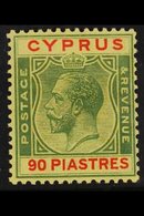 1924-28  90pi Green & Red On Yellow, SG 117, Very Fine Lightly Hinged Mint, An Attractive Example Of This High Value. Fo - Andere & Zonder Classificatie