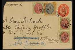 1898 RE-DIRECTED COVER  1877-78 3c Stationery Envelope Uprated With 1c Pair, Additional 1c, And 4c, These All Tied By Co - Dänisch-Westindien