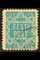 1918  15k Greenish Blue, Perf 11½, Mi 2A, Very Fine Used. For More Images, Please Visit Http://www.sandafayre.com/itemde - Estonia