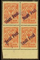 TALLINN (REVAL)  1919 3k Red Perf With "Eesti Post" Local Overprint (Michel 3 A, SG 4c), Rare Never Hinged Mint Marginal - Estonie