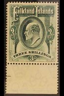 1904  3s Green Ed VII, SG 49, Very Fine Marginal Mint. For More Images, Please Visit Http://www.sandafayre.com/itemdetai - Falkland Islands