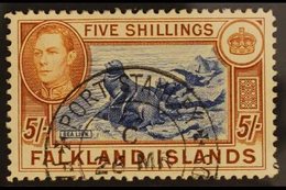 1938-50  5s Blue & Chestnut, SG 161, Very Fine Cds Used For More Images, Please Visit Http://www.sandafayre.com/itemdeta - Falkland Islands