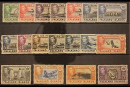 1938-50  KGVI Pictorial Definitive Complete Set, SG 146/163, Very Fine Mint. (18 Stamps) For More Images, Please Visit H - Islas Malvinas