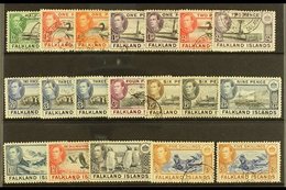 1938-50  USED DEFINITIVE Set To Two Different 5s Shades, SG 146/161b, Fine Used (19 Stamps) For More Images, Please Visi - Falklandinseln