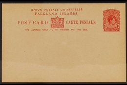 POSTAL STATIONERY  1938 1d Red-brown Postal Card (H&G 5 Or Heijtz P5) Very Fine Unused. Scarce, Only 444 Sold. For More  - Falklandinseln