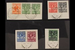 SOUTH GEORGIA  1929-37 Complete Set To 1s (SG 116/22) Very Fine Used On Pieces Tied By Complete Or Virtually Complete "S - Falklandinseln