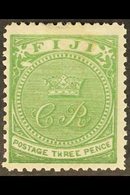 1871  3d Pale Yellow Green, SG 11, Fine Mint For More Images, Please Visit Http://www.sandafayre.com/itemdetails.aspx?s= - Fiji (...-1970)