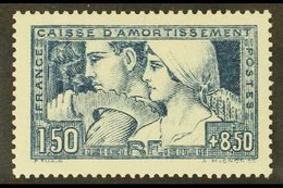 1928  1fr50 + 8fr50 Blue "Le Travail", Type 1, Yv 252, Very Fine Mint.  For More Images, Please Visit Http://www.sandafa - Sonstige & Ohne Zuordnung