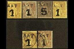 ANNAM & TONKIN  1888 MINT & USED Group On A Stock Card. Includes A & T  "1" On 2c Mint And Used, 1 On 4c Mint & Used & 5 - Autres & Non Classés