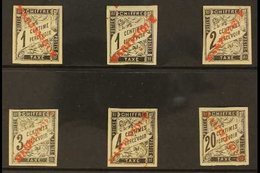MARTINIQUE  Circa 1900. POSTAGE DUE. General Issues Bearing Red "Martinique" Diagonal Overprint Fantasy Issues Inc 1c Bl - Andere & Zonder Classificatie